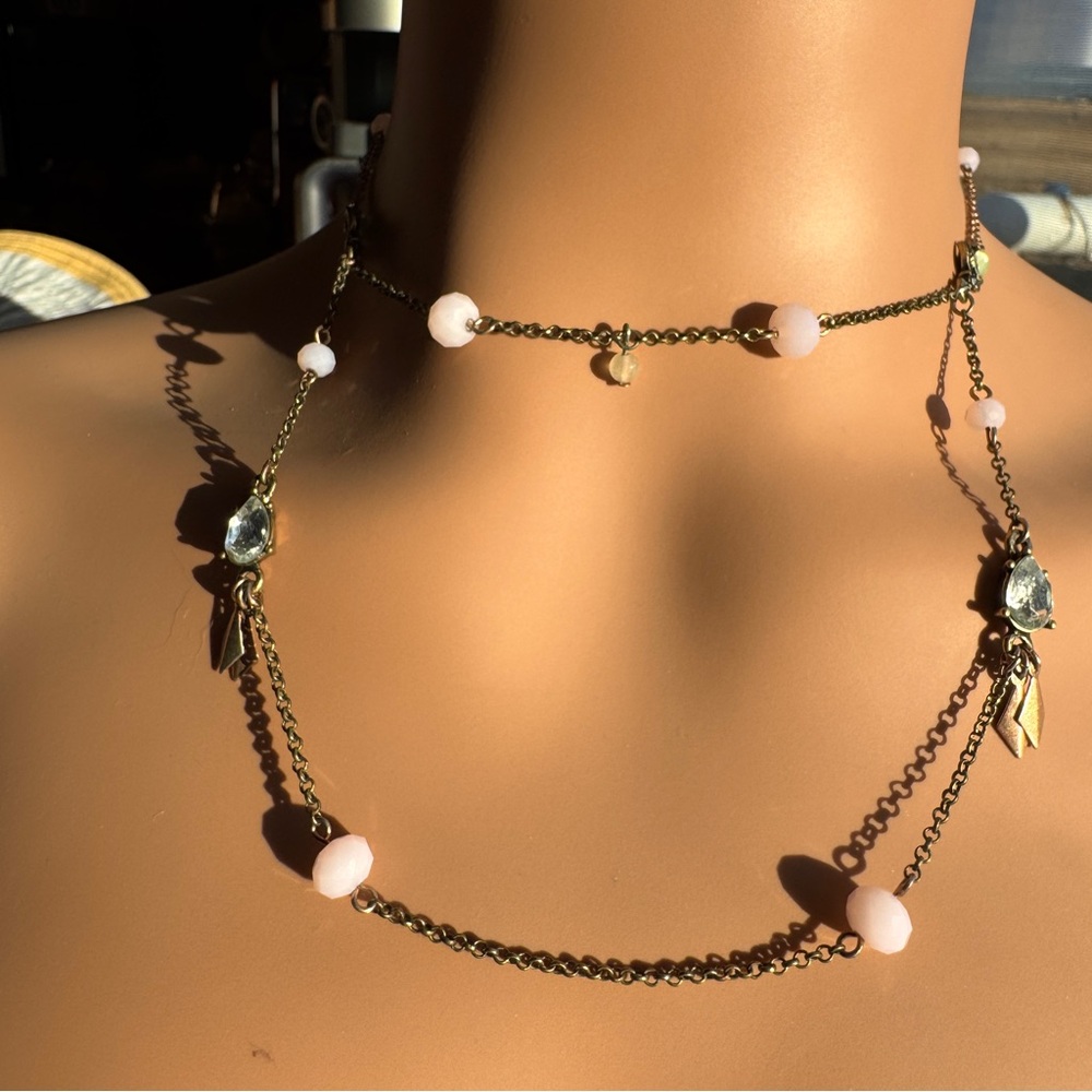 BETSEY JOHNSON Elegant Pink and Gold Layered Necklace